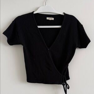 Madewell Black Ribbed Crop Top